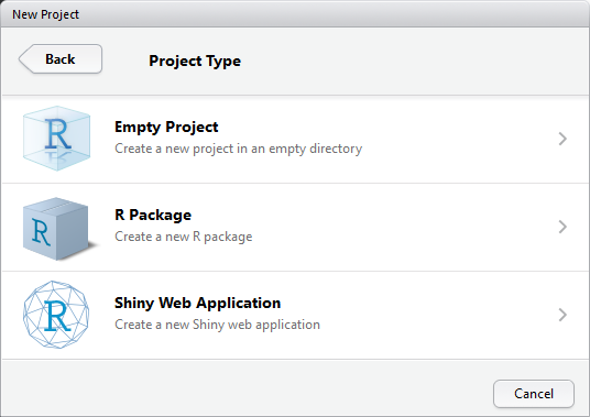 Les différents types de projet sous RStudio