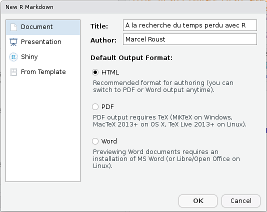 Création d’un document R Markdown